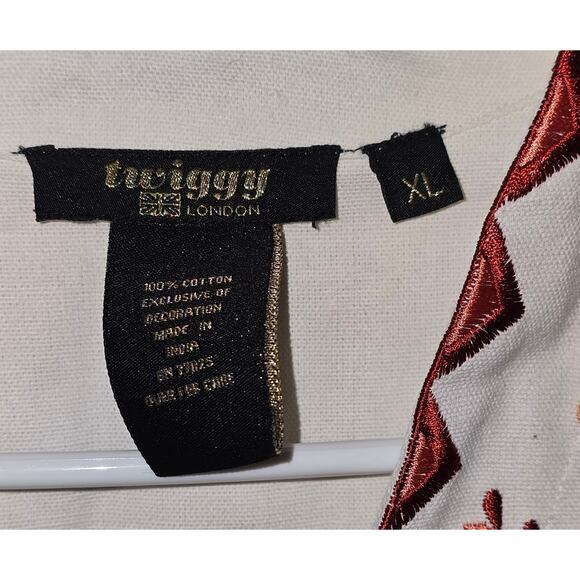 Twiggy London Embroidered Vest Pristine Condition Button Up Tie Back Womens XL - Picture 4 of 7